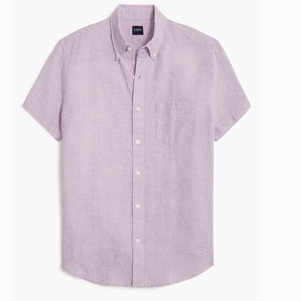 J crew Short-sleeve linen-blend shirt